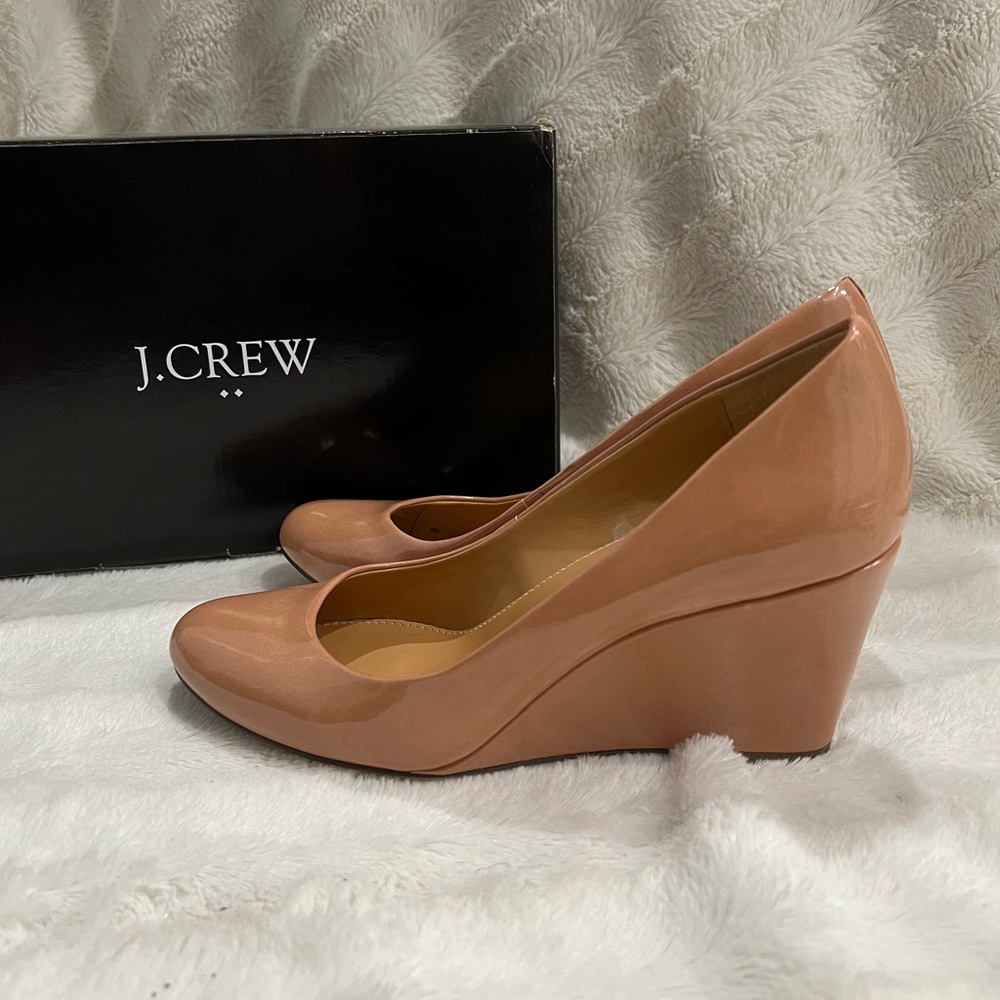 J. Crew Sylvia Patent Wedge - Nude - 8
